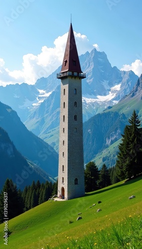 Pyramidenkogel tower standing tall with picturesque Julian Alps in the background,  architecture,  landmark