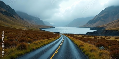 Majestic rural landscapes along the western Ross Coastal route from Applecross to Ullapool in rainy Scotland,  stunning,  rainy day