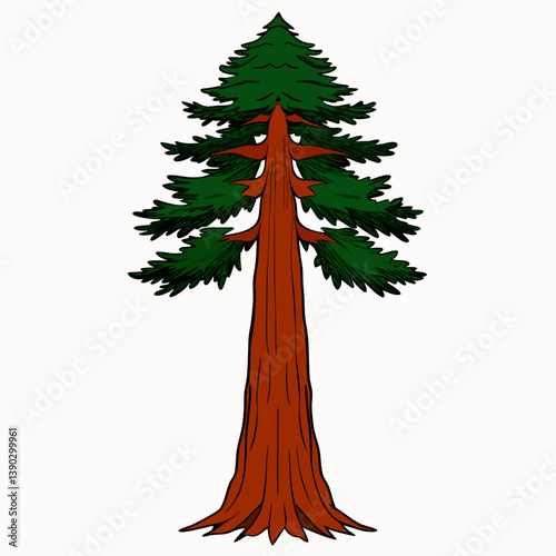 Giant sequoia tree sketch