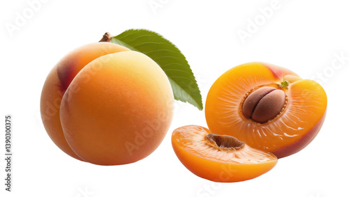 High-Quality PNG Image of Apricots with Transparent Background..