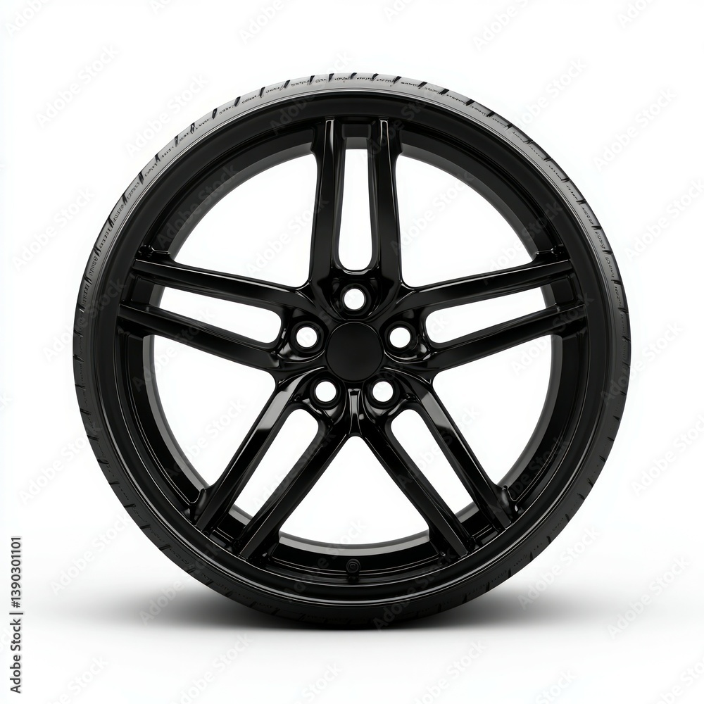 black alloy wheel in white background black alloy wheel in white background