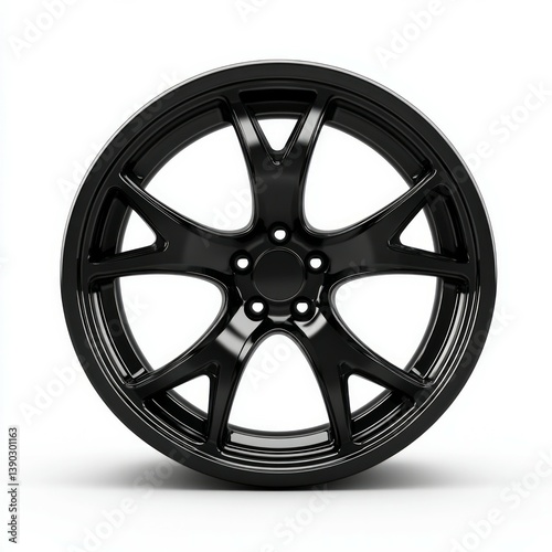  black alloy wheel in white background