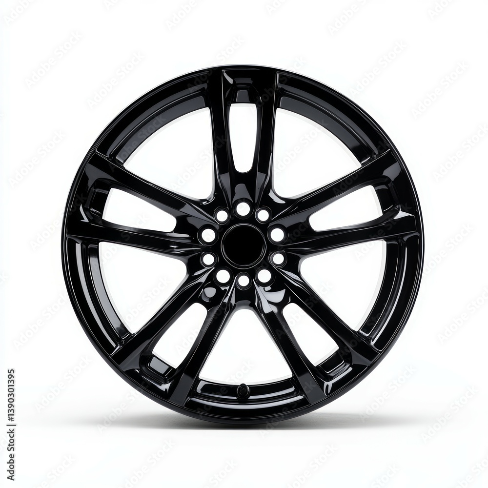 Obraz premium black alloy wheel in white background