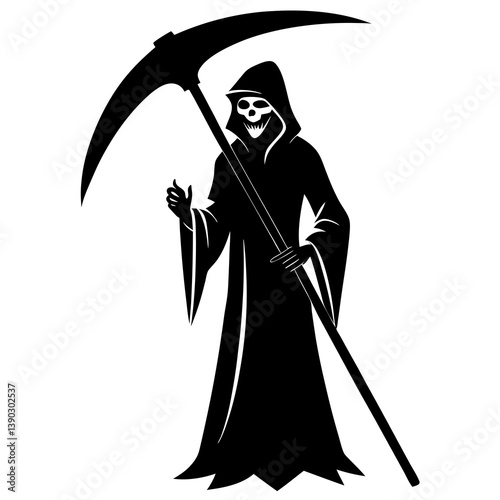 Grim reaper holding a scythe silhouette 