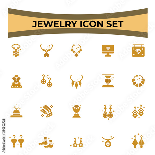 Jewellery and beauty  fill icons collection.Editable Stroke.