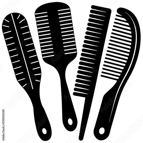 Hair brushes combs silhouette