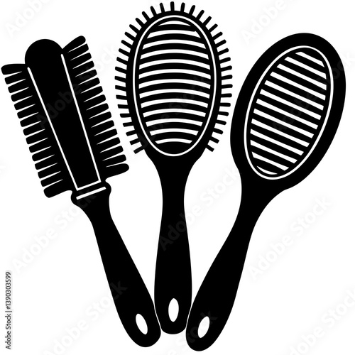  Hair brushes silhouette vector illustration
