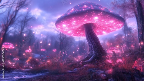 Wallpaper Mural Glow Mushrooms in Mystical Forest Torontodigital.ca