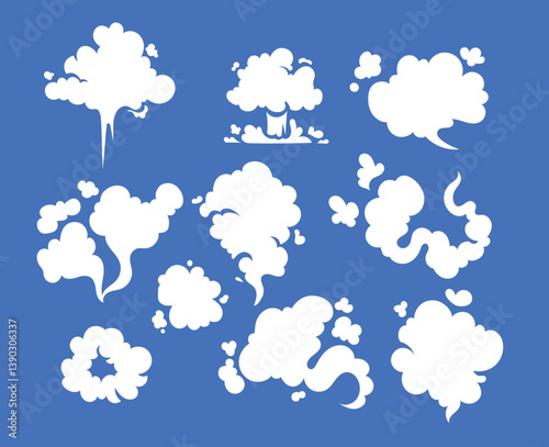 Cartoon smoke clouds effects vector