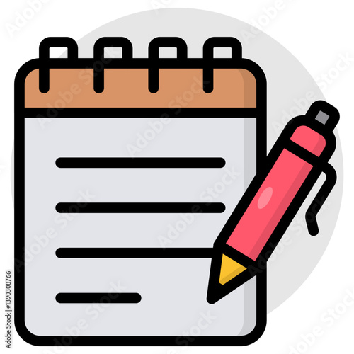 Conceptual flat design icon of notebook