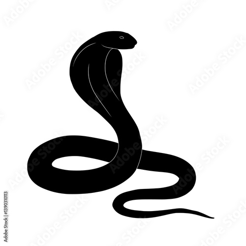 Silhouette of a Cobra Snake Vector Illustration