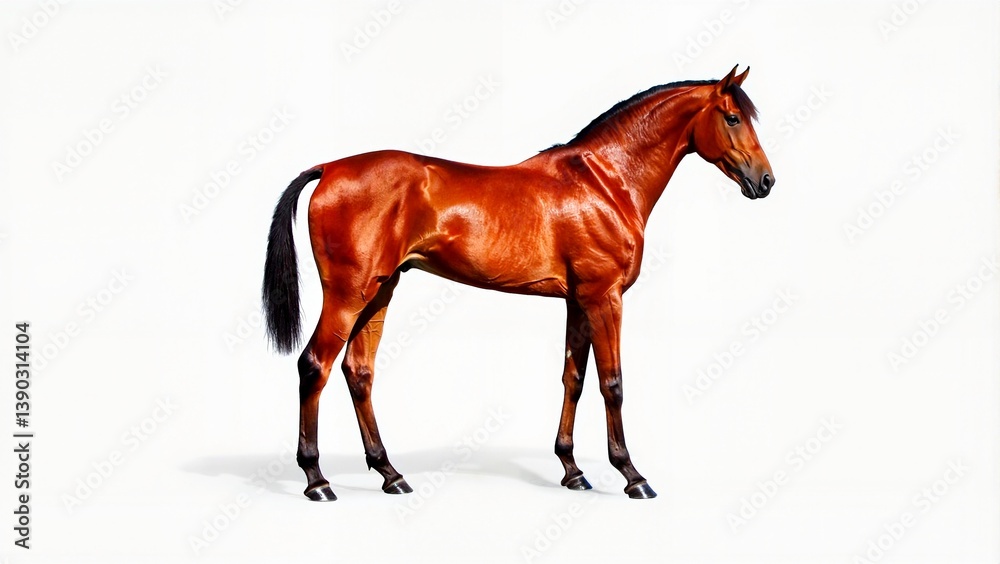 Obraz premium Brown horse standing against white background