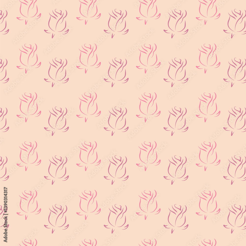 Seamless Repeated Black Roses Floral Pattern on Light Background Seamless Repeated Black Roses Floral Pattern on Light Background