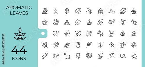 Leaves line icon set. Contain linear sign ecology, natural, tree, plant, eco and more. Collection for mobile and web apps. Leaf icon set. Vector illustration.