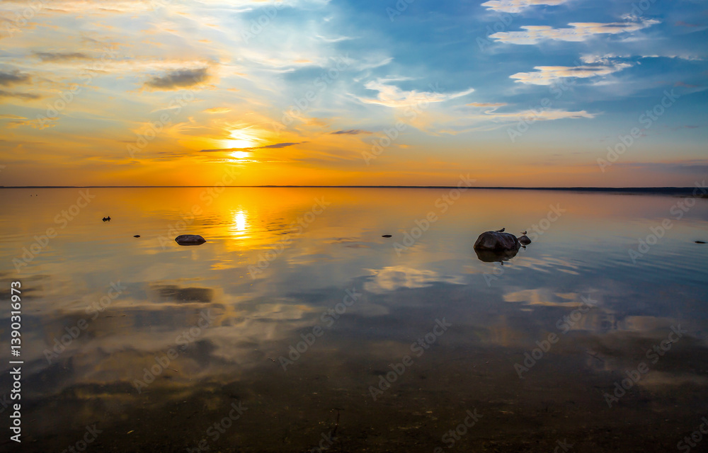 sunrise over the lake