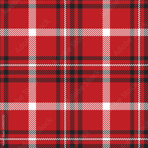 Light dark Seamless Tartan with Vibrant scarlet accents Fabric Design