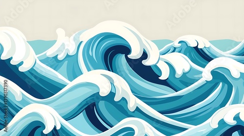 Stylized ocean waves illustration.