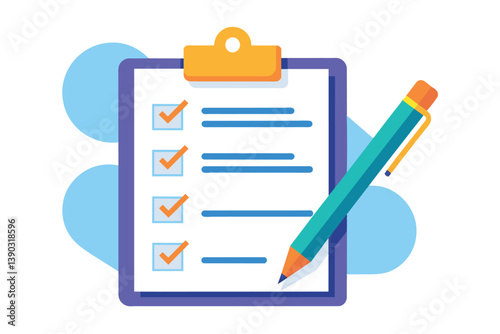 A cartoon image of a checklist on a clipboard with a pen and several items already checked off.