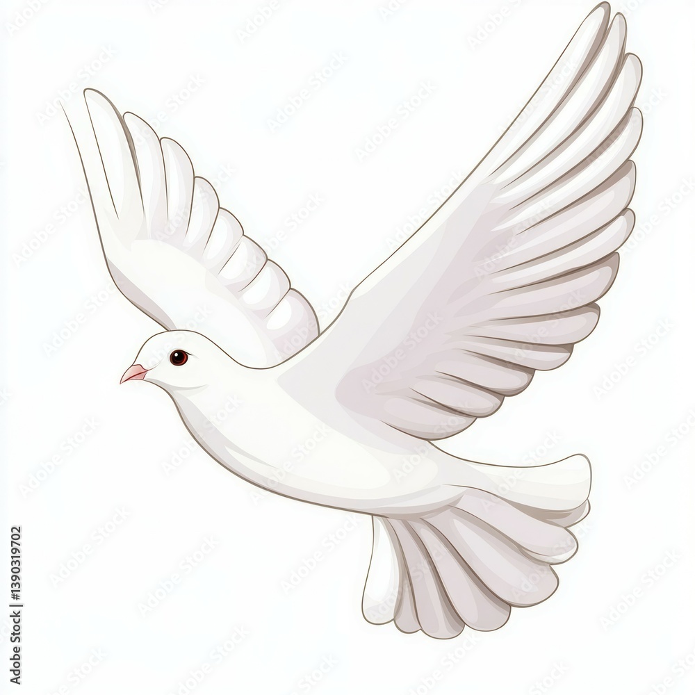 Obraz premium a white dove flying in the sky isolated on white background 
