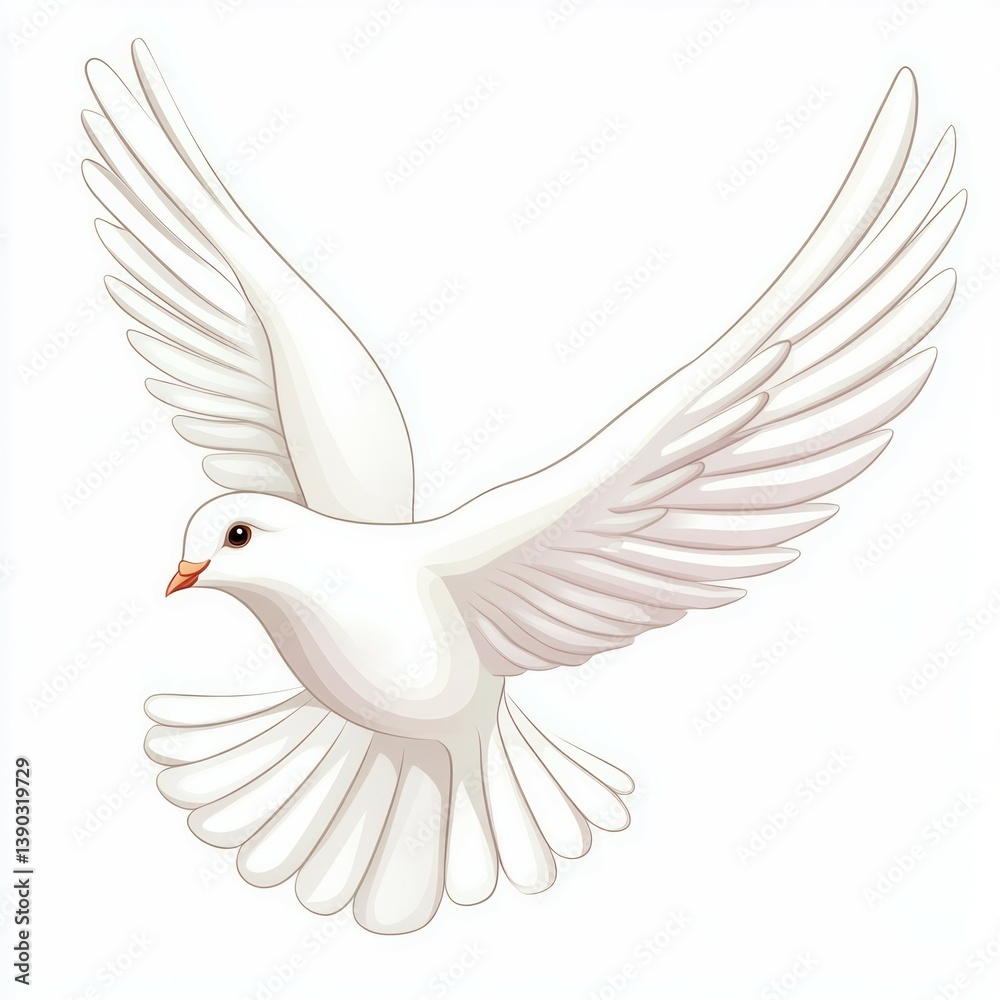 Obraz premium a white dove flying in the sky isolated on white background 