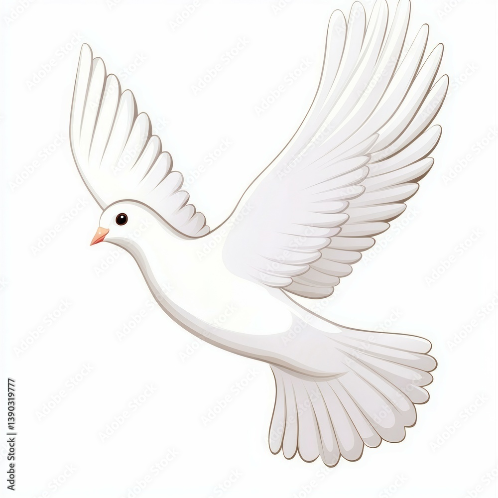 Fototapeta premium a white dove flying in the sky isolated on white background 