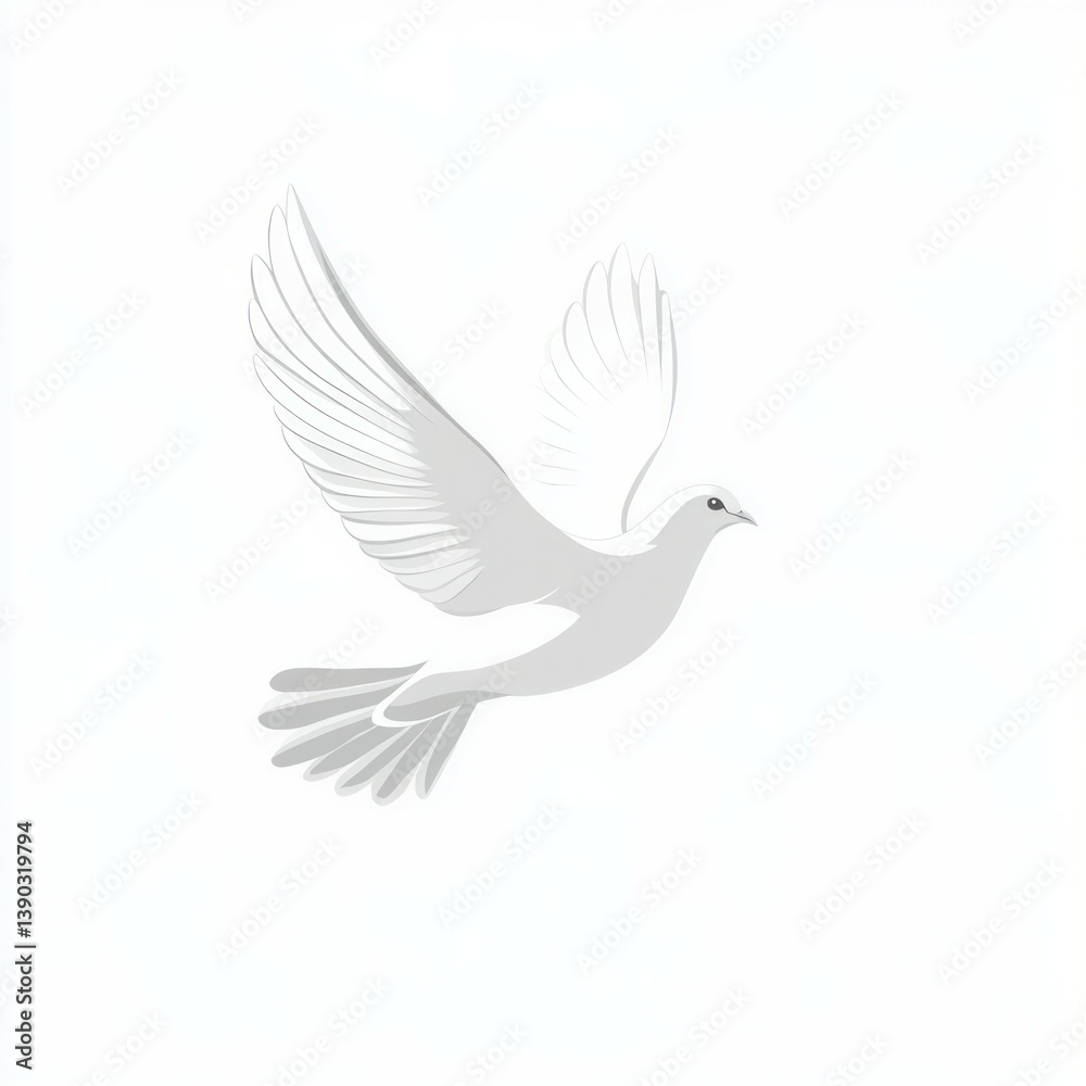 Fototapeta premium a white dove flying in the sky isolated on white background