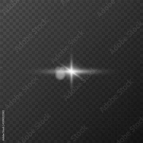 Shimmering glare on checkered background, shine, glow, bright, flash of light. Design isolated vector effect eps 10.