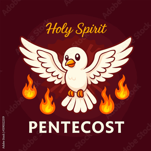 Holy sprit pentecost vector cartoon illustration