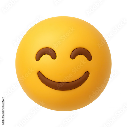3D smiling emoji with closed smiling eyes and soft expression on transparent background