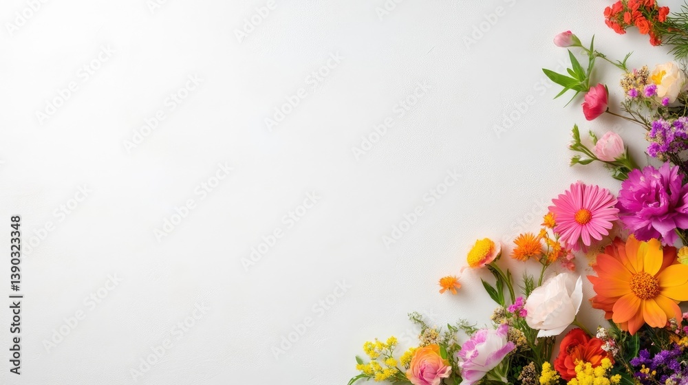 Obraz premium Colorful flower arrangement on white background