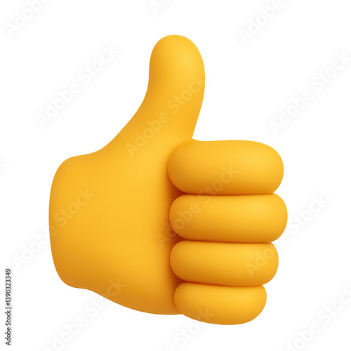 3D thumbs up emoji hand gesture on transparent background
