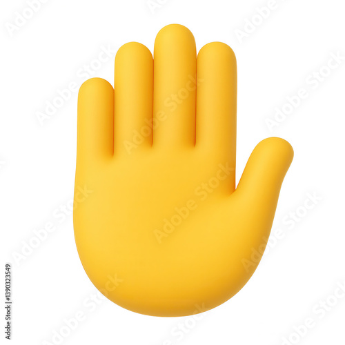 3D raised hand emoji icon with five fingers extended on transparent background