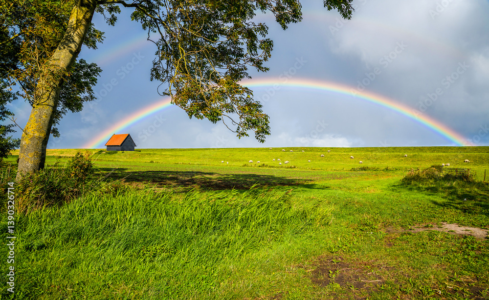 rainbow over the field