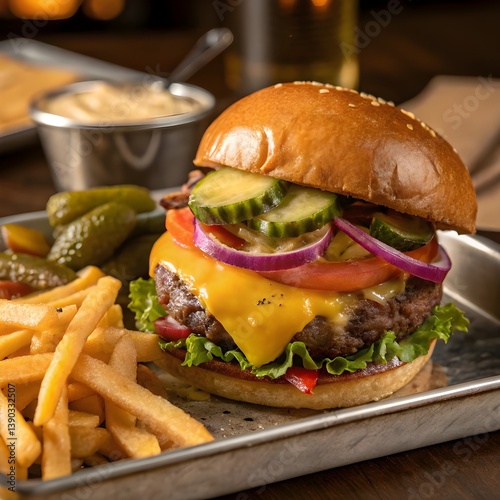 Burger and fries.