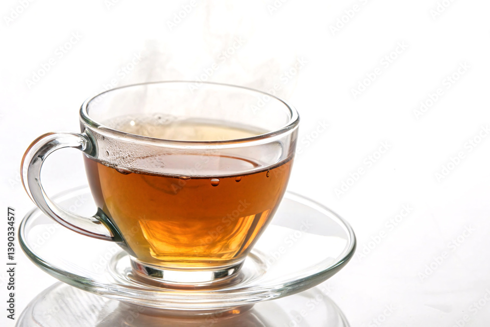Steaming Hot Tea Cup Clear Glass Beverage Drink Warm Comfort Steaming Hot Tea Cup Clear Glass Beverage Drink Warm Comfort