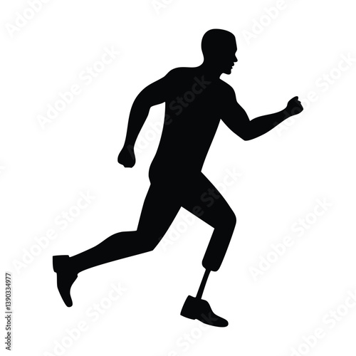Disabled Athlete with Prosthetic Leg Vector Illustration Motivational Sports Amputee Design