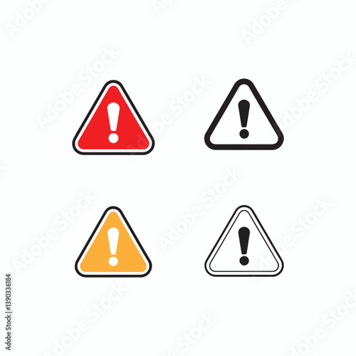 Four warning triangle icons in red, orange, and black.
