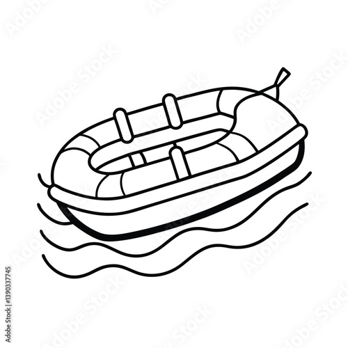 raft line art vector illustration