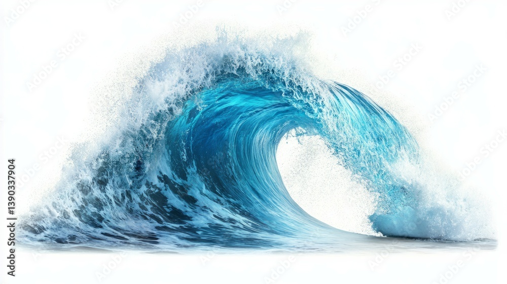 Fototapeta premium blue water wave isolated on white background 
