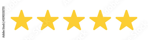 Five stars icon Vector. Five stars customer product rating review flat icon for apps and websites,Service satisfaction, quality, good rate vector illustration. rating review flat icon