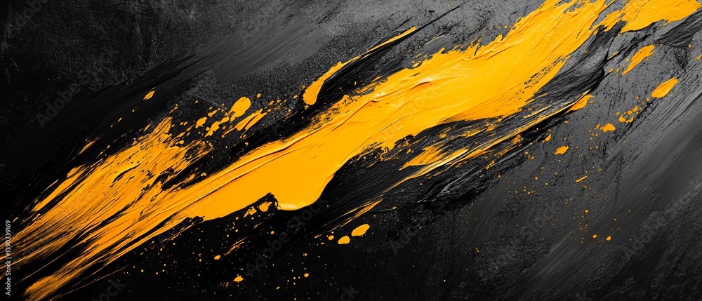 A dynamic abstract black and yellow background with brush strokes.