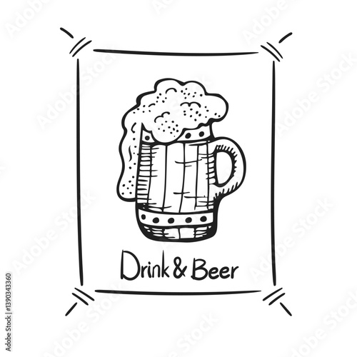 Drink Beer Logo Drawing Vector