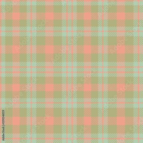 Mellow blush Seamless Tartan with Traditional greenish grey accents Fabric Design