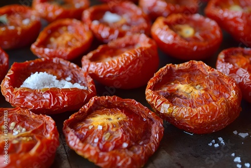 Sun-Dried Tomatoes with Sea Salt Close Up Shot