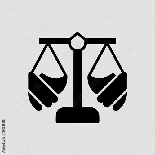 Illustration of a black scales of justice on gray background