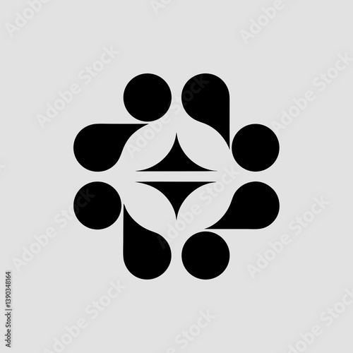 Abstract geometric design with circles and teardrop shapes