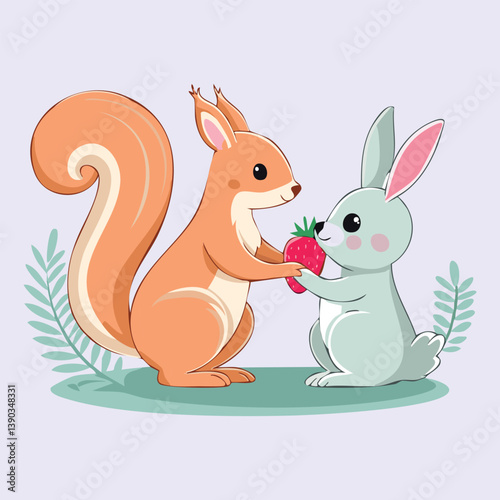 cartoon squirrel having picnic.