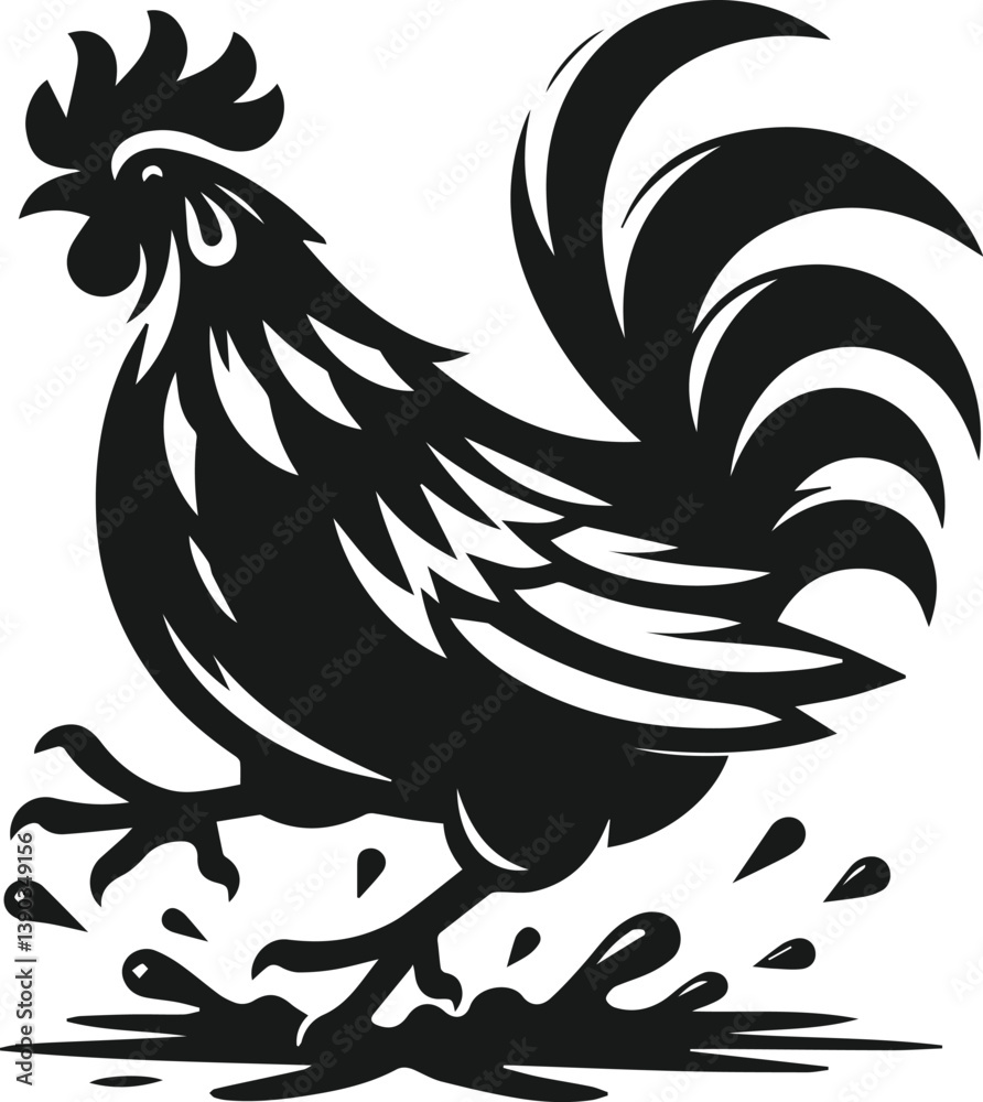 Fototapeta premium Black silhouette of a hen vector