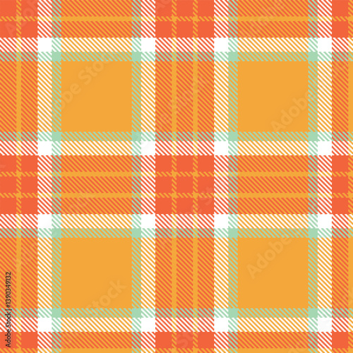 Contemporary Seamless Tartan featuring Warm pinkish orange and Dark butterscotch Fabric Design