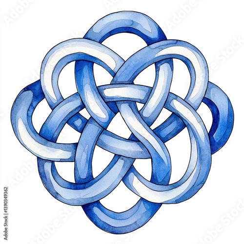 Intricate Blue Watercolor Celtic Knot Design